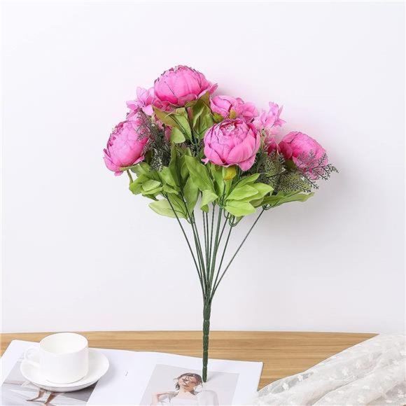 Pink Flowers Artificial Silk Peony Bouquets Wedding Home Decoration Floral Decor - Picture 4 of 5
